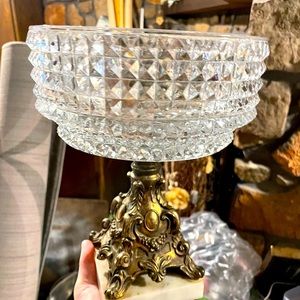 Very RARE antique  Crystal bowl with marble stand